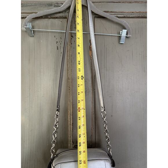 COACH CAMPBELL LEATHER SILVER CAMERA CROSSBODY SATCHEL HANDBAG PURSE TURN LOCK - Picture 11 of 14